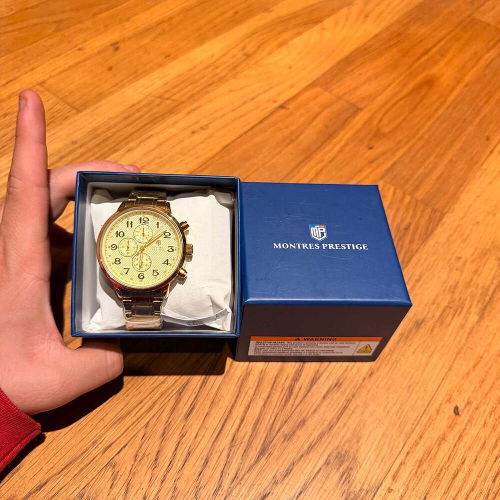 Montres Prestige Classic Men's Gold Quartz Watch with Box OBO